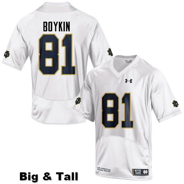 Men's NCAA Notre Dame Fighting Irish #81 Miles Boykin Stitched College Under Armour Authentic White Big & Tall Football Jersey BC10Q37RP